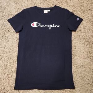 Champion Black T‑Shirt with White & Red Logo